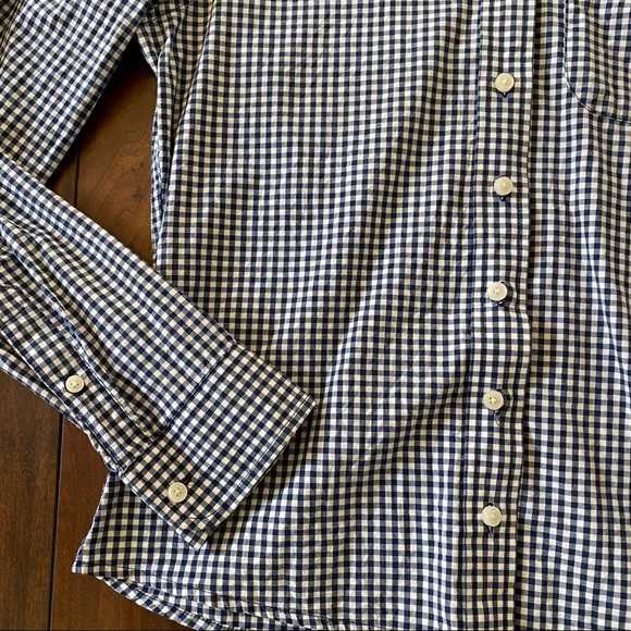 Abercrombie & Fitch Navy Gingham Button Down Sz S - Picture 3 of 4